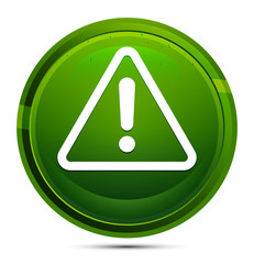 Alert icon glassy green round button illustration