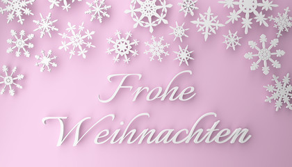 Modern Christmas background with snowflakes on pink