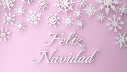 Spanish Christmas Feliz Navidad with snowflakes on pink
