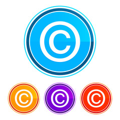 Copyright symbol icon flat design round buttons set illustration design
