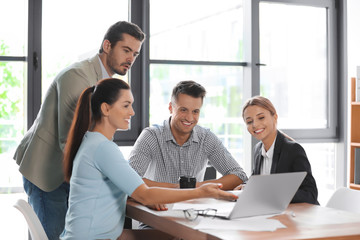 Office employees having business training at workplace