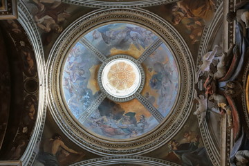 ancient dome with frescoes in Piacenza in italy 