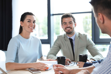 Office employees having business training at workplace