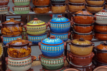 Large earthenware vessels in the traditional Bulgarian style.
