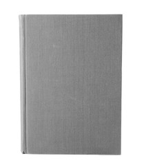 Book with blank grey cover on white background