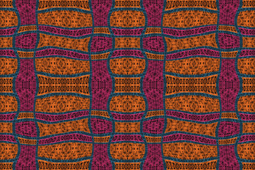 Textured African fabric, orange and pink colors