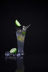 cocktail with lime and ice