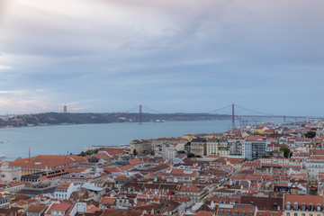 Fototapeta na wymiar View of a summer sunset over the city of Lisbon.