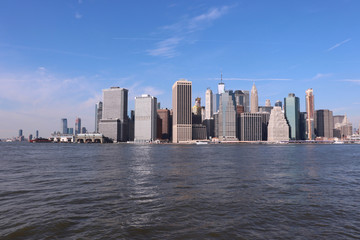 Fototapeta na wymiar New York City skyline with Hudson River on bright winters day
