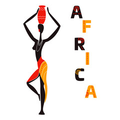 African Woman Silhouette Carrying Vessel On Head
