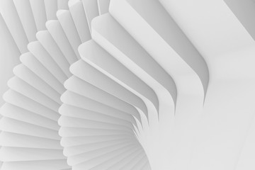 Bright abstract parametric background from the rotating screw of the spiral steps. 3D illustration