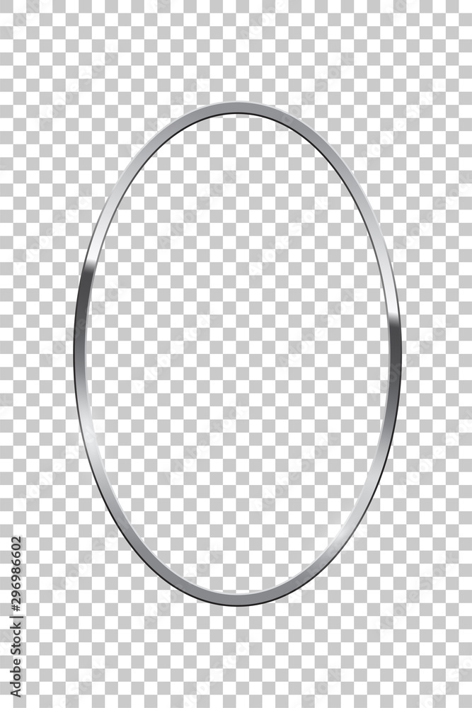 Canvas Prints silver oval isolated on transparent background. vector chrome frame.