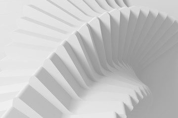 Bright abstract parametric background from the rotating screw of the spiral steps. 3D illustration