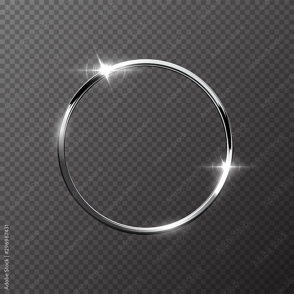 Canvas Prints silver sparkling ring isolated on transparent background. vector metal frame.