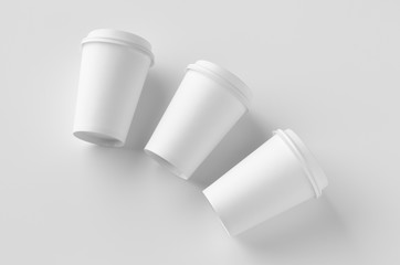 12 oz. white coffee paper cup mockup with lid.