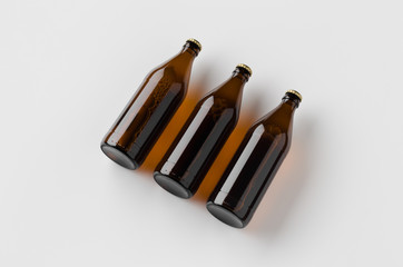 Euro beer bottle mockup. Three bottles.