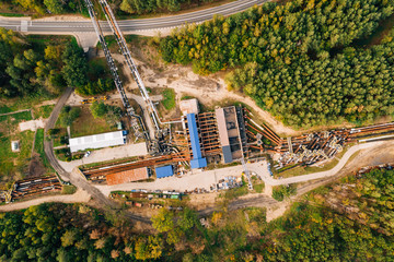 Aerial drone photography of industrial facilities in Poland, Europe.