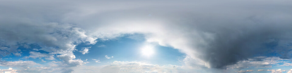 Seamless cloudy blue sky hdri panorama 360 degrees angle view with beautiful clouds  with zenith...