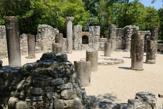 Butrint is famous Albanian archaeological center protected under UNESCO as a World Heritage Site. Ancient rotonda is baptist cathedral.