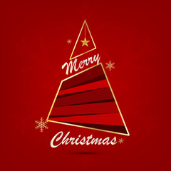 Beautiful red christmas background with modern christmas tree design