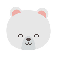 cute polar bear head on white background