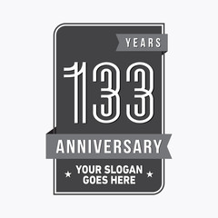 133 years anniversary design template. One hundred and thirty-three years celebration logo. Vector and illustration.