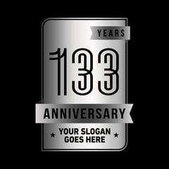 133 years anniversary design template. One hundred and thirty-three years celebration logo. Vector and illustration.