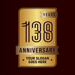 138 years anniversary design template. One hundred and thirty-eight years celebration logo. Vector and illustration.