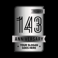 143 years anniversary design template. One hundred and forty-three years celebration logo. Vector and illustration.