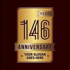 146 years anniversary design template. One hundred and forty-six years celebration logo. Vector and illustration.