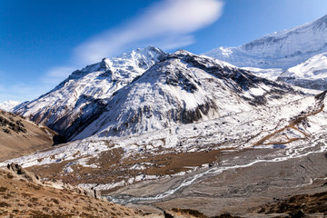 Fototapeta na wymiar Mountains near Tilicho lake in Himalayas, Nepal, Annapurna conservation area