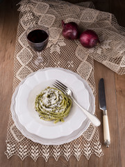 Delicious Italian pasta dish prepared to eat