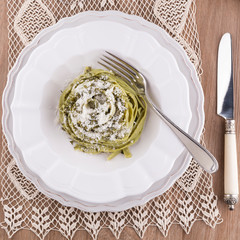 Delicious Italian pasta dish prepared to eat