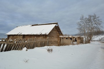 old barn in winter