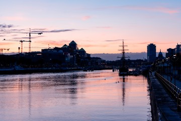 Dublin Skyline At Sundown