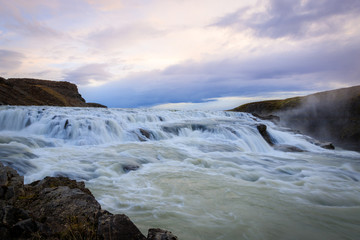 Fototapeta na wymiar Beautiful panoramic view of Gullfoss waterfall.This waterfall very huge.Most of the time use for advertising and film entertainment scene for Heaven