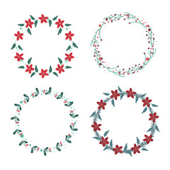 Vector big collection of hand drawn christmas wreaths