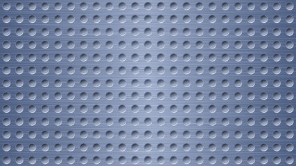 Abstract metal background with holes in blue colors