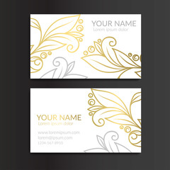 Fototapeta na wymiar White and gold vintage business card. Luxury vector ornament template. Great for invitation, flyer, menu, brochure, postcard, background, wallpaper, decoration, packaging or any desired idea.