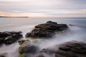 Awesome sunrise in La Caleta de Salobreña, Costa Tropical de Granada (Spain)