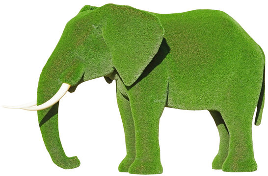 figure of a elephant made from decorative grass