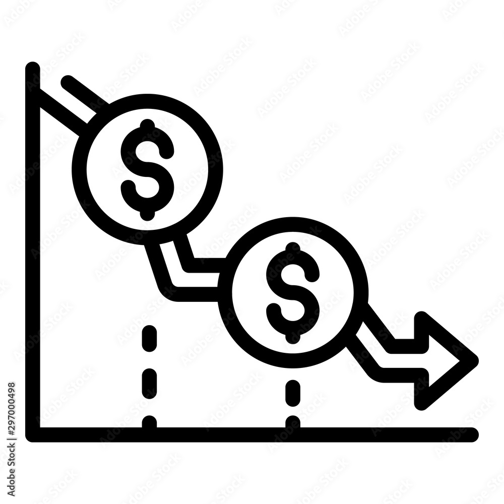 Aufkleber low money graph icon. outline low money graph vector icon for web design isolated on white backgroun