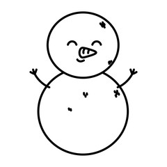 cute snowman character happy christmas thick line
