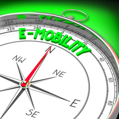 E-mobility concept - compass. 3D rendering
