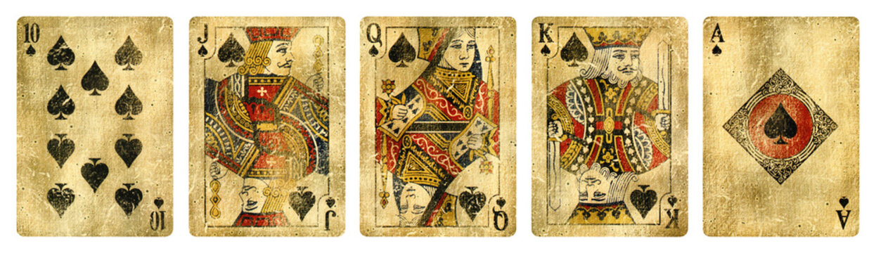 Set of playing cards vector: Ten, Jack, Queen, King, Ace Stock Vector by  ©rlmf.net 92459204