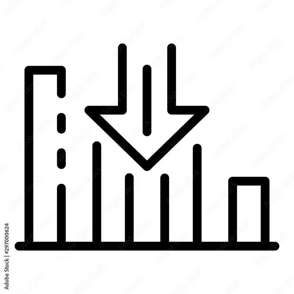 Poster bankrupt graph icon. outline bankrupt graph vector icon for web design isolated on white background