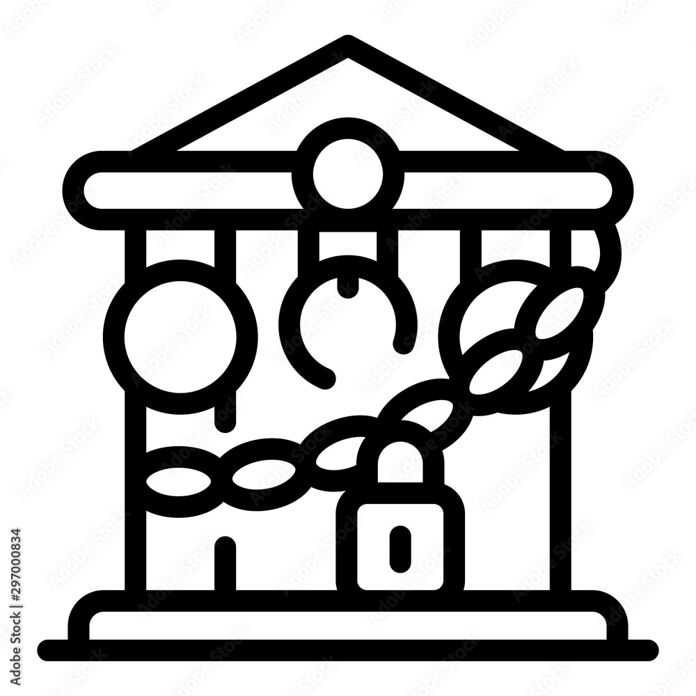 Poster closed bank building icon. outline closed bank building vector icon for web design isolated on white