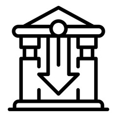 Bankrupt bank icon. Outline bankrupt bank vector icon for web design isolated on white background