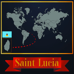Obraz premium Saint Lucia solid country outline silhouette, realistic globe world map template, atlas for infographic, vector illustration, isolated object, background, national flag. countries set 