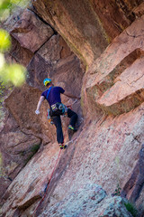 climbing on rock